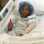 Brave boy being strong pre-op.
